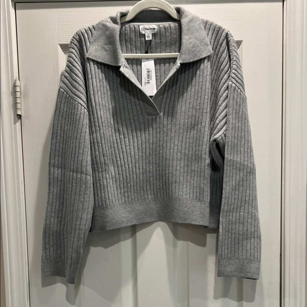 The Drop Heather Gray V-Neck Sweater